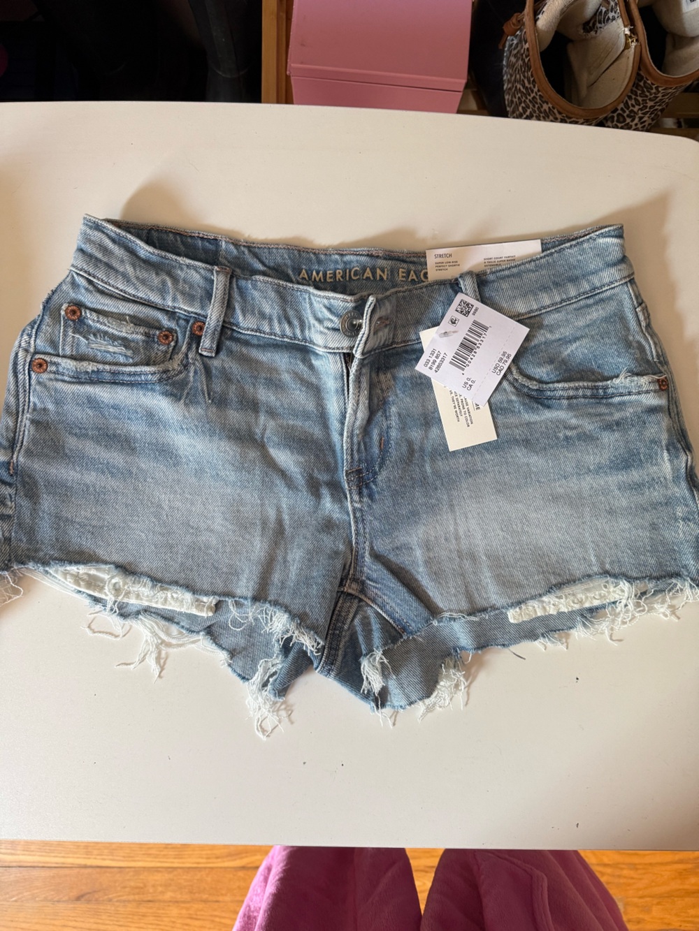 American Eagle Outfitters Light Wash Distressed Denim Shorts